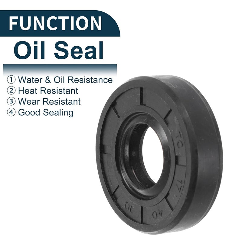 TUCKBOLD Universal Oil Seal TC Double Lip W Steel Spring Seal Ring Rotary Shaft Seal 17x40x10mm High Pressure NBR Rubber Black 5 Pcs - Image 3